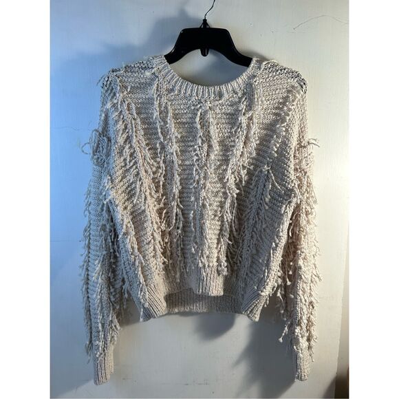 Gimmicks BKE Piereced Fringe Festival cream colored sweater small rn#158262 (sol - Picture 1 of 8